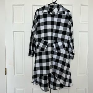 Asymmetrical Flannel Shirt Dress